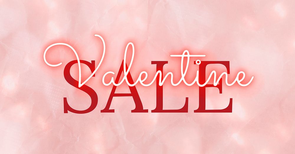 Valentine sale shop banner on glittery pink background