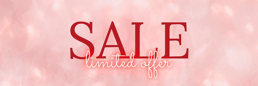 Limited offer sale neon text on blurry pink background