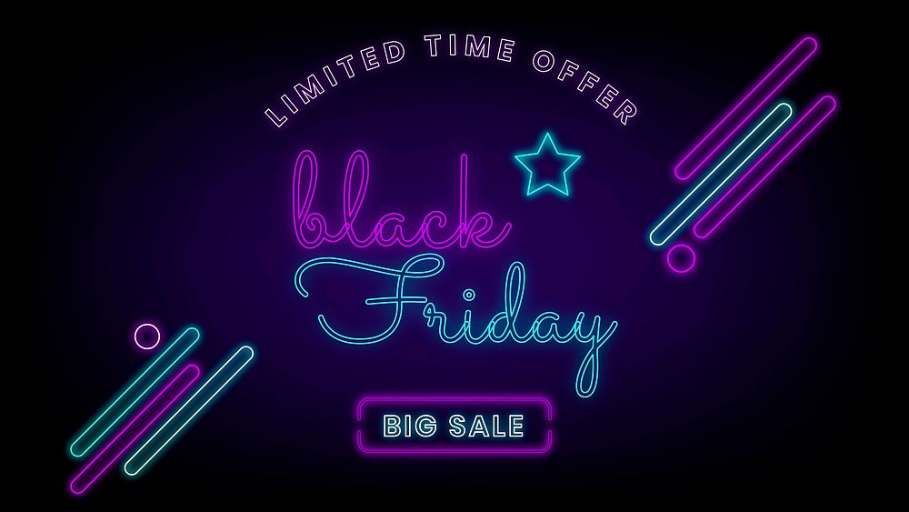 Black Friday vector neon big sale ad design template