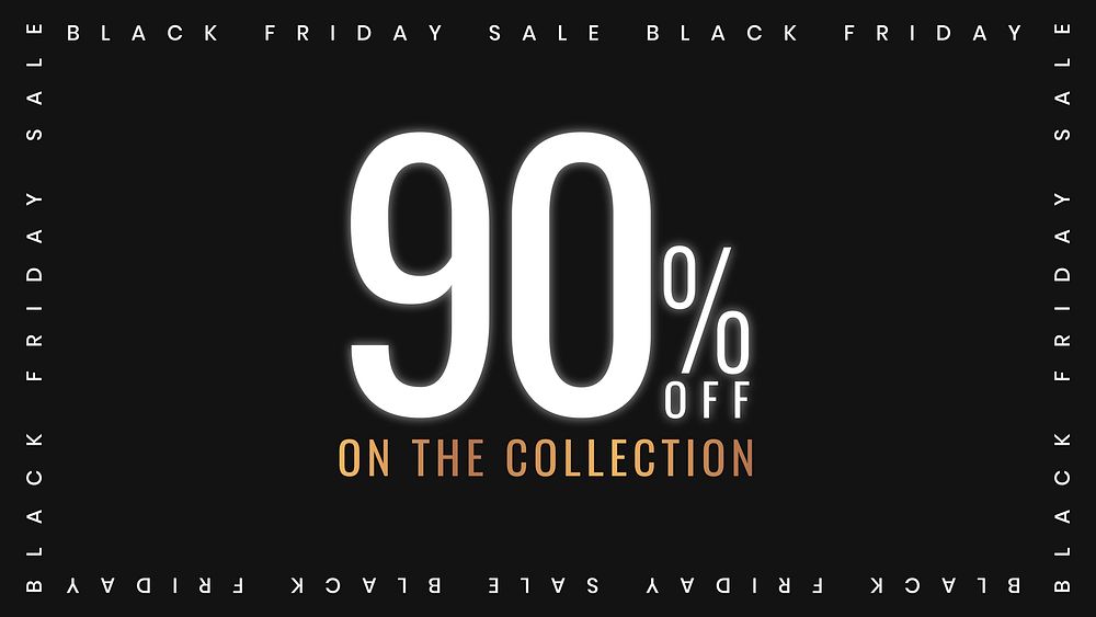 Black Friday vector 90% off sale promotion banner template