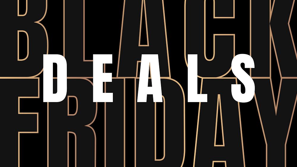 Vector Black Friday deals gold metallic text sale announcement template