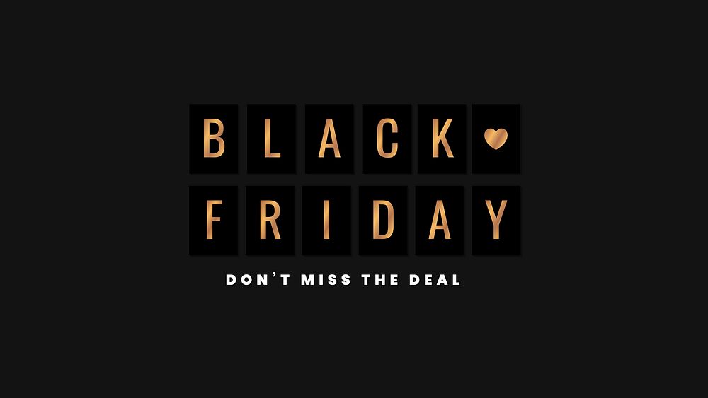 Black Friday vector golden metallic text sale announcement poster