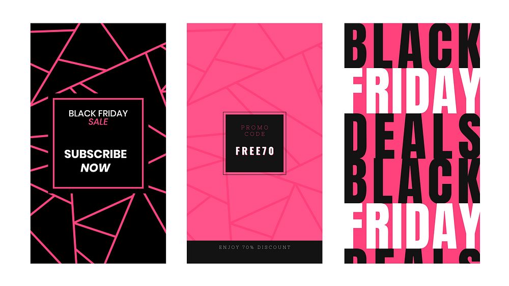 Stylish pink Black Friday vector sale promotional ad banner set