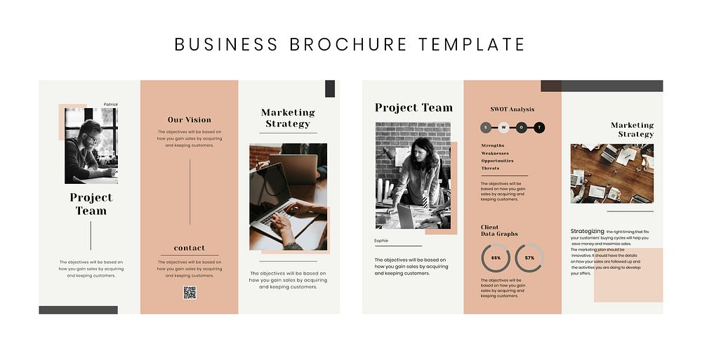 Business trifold brochure vector editable templates