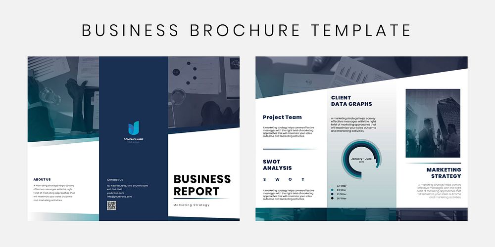 Business trifold brochure vector editable templates