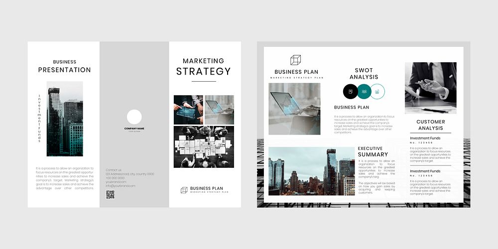 Business marketing 3 fold brochure editable template vector