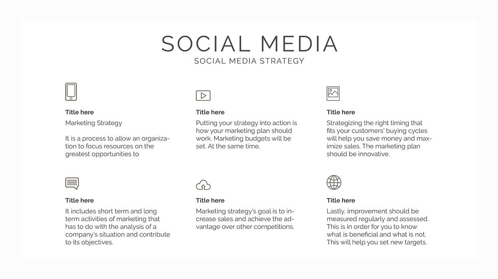 Social media marketing plan vector presentation editable template