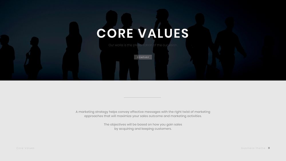 Business core values vector presentation editable template