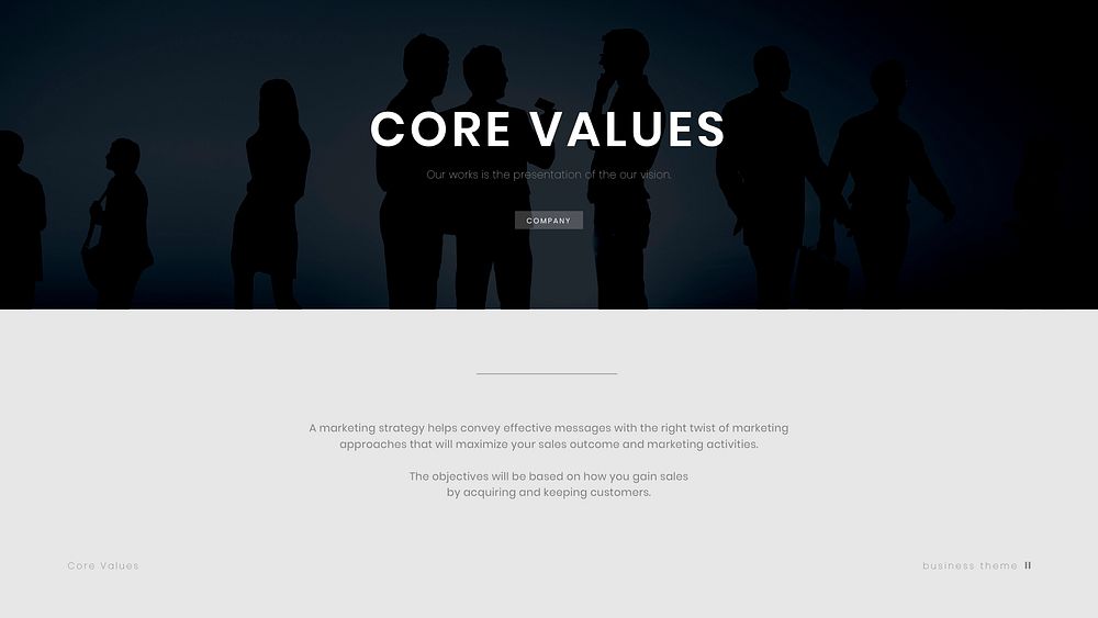 Business core values psd presentation editable template