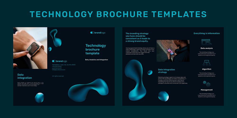 Technology brochure template vector set