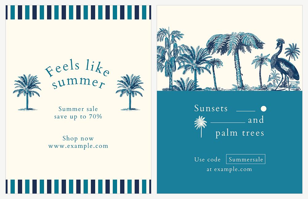 Blue summer flyer template vector tropical background