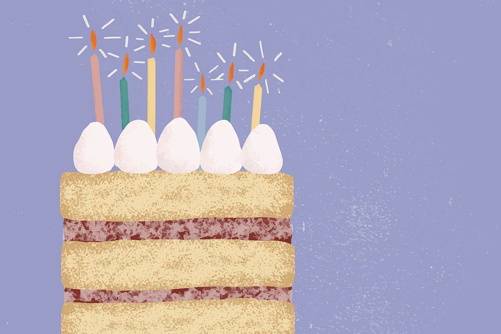 Birthday cake background illustration in purple tone