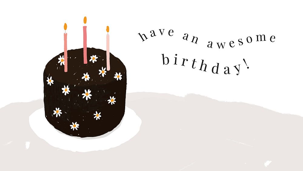 Cute birthday greeting template vector with cake illustration