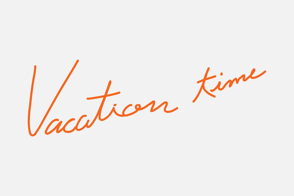 Vacation time aesthetic calligraphy psd in orange