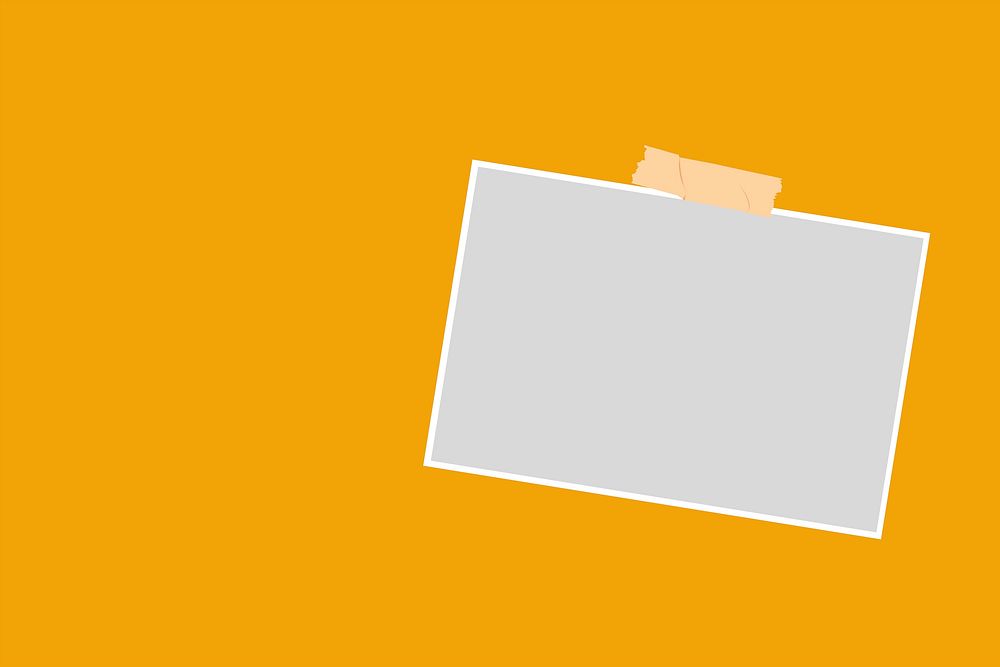 Picture frame vector taped on orange background