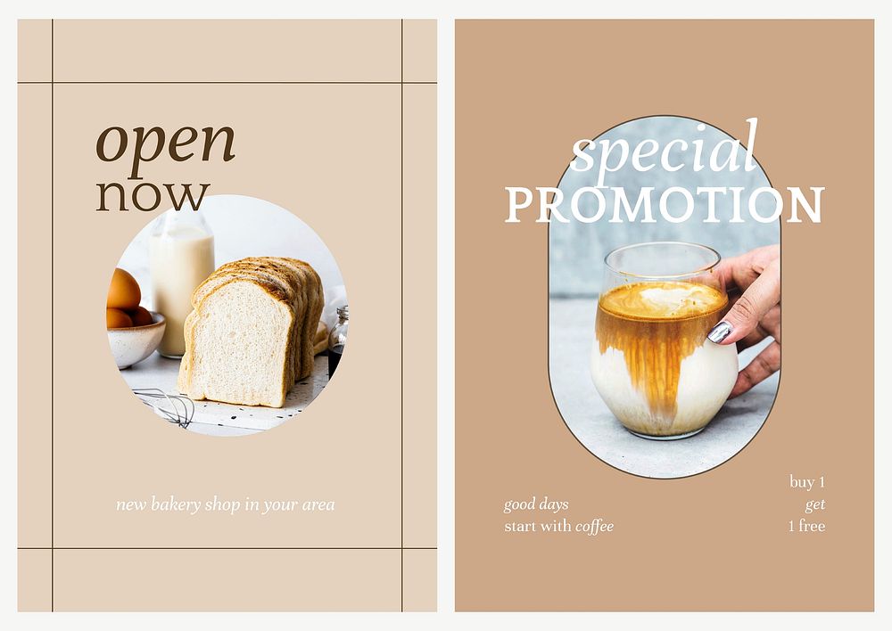 Cafe marketing vector poster template set