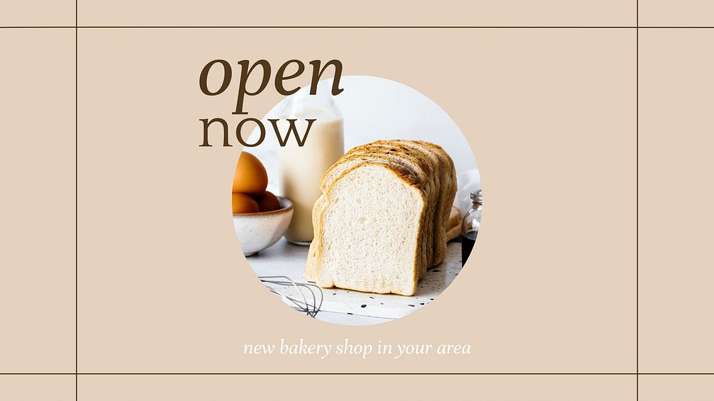Open now vector presentation template for bakery and cafe marketing