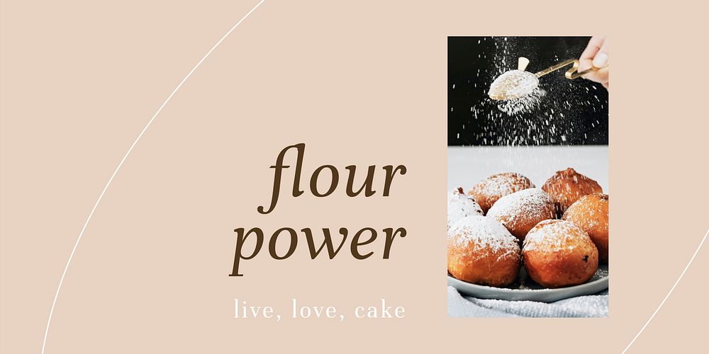 Flour powder vector twitter header template for bakery and cafe marketing