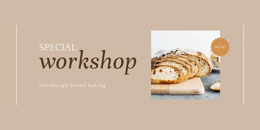 Special workshop vector twitter header template for bakery and cafe marketing