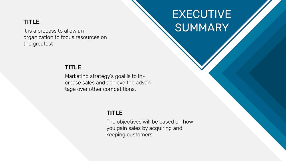 Business plan presentation template vector executive summary page