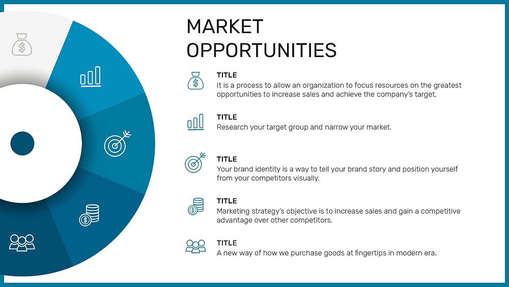 Business plan presentation template psd market opportunities page