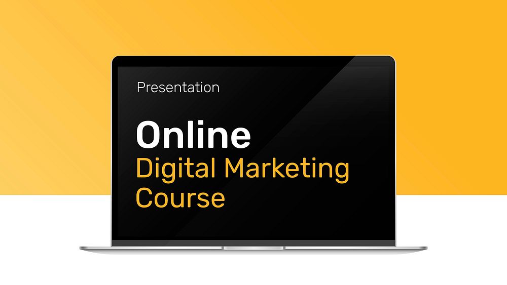 Digital marketing presentation template vector with laptop screen mockup