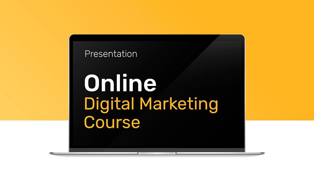 Digital marketing presentation template psd with laptop screen mockup