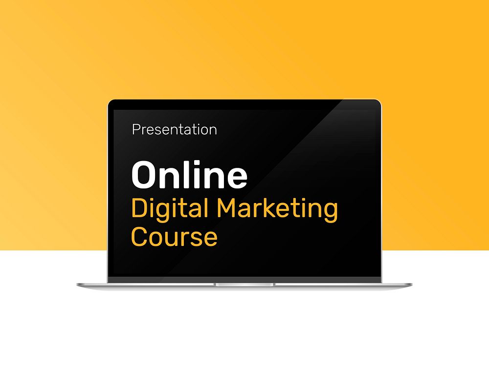 Digital marketing presentation template psd with laptop screen mockup