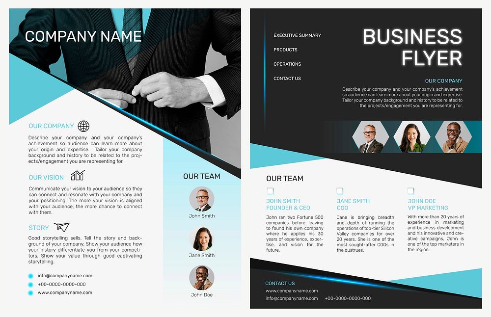 Foldable business flyer template vector in modern design