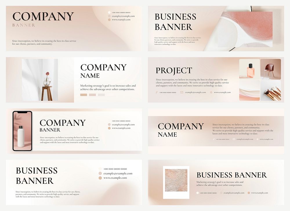 Business banner template vector editable earth tone for beauty brand set