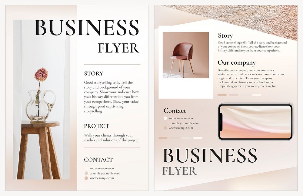 Business flyer template vector feminine style set