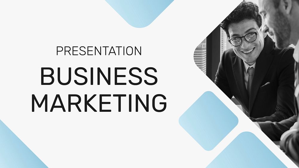 Business marketing presentation template vector with blue blocks