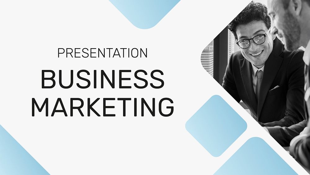 Business marketing presentation template psd with blue blocks