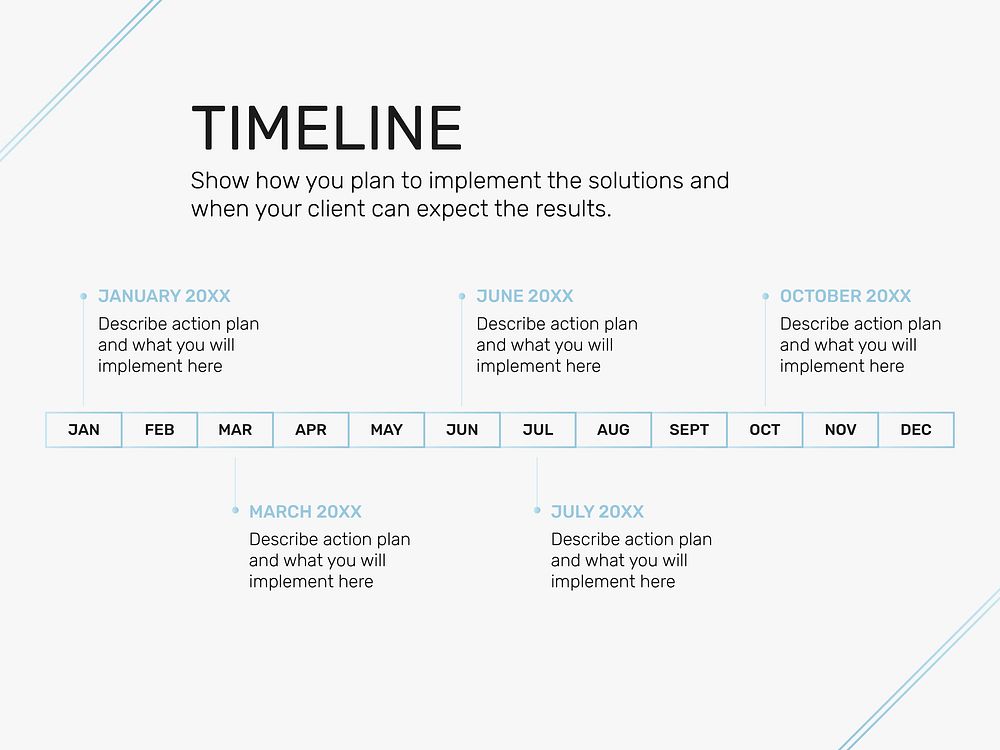 Business company presentation slide template vector with timeline topic