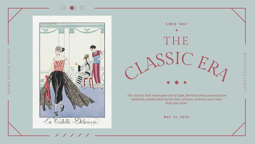 Vintage template female fashion vector blog, remix from artworks by George Barbier