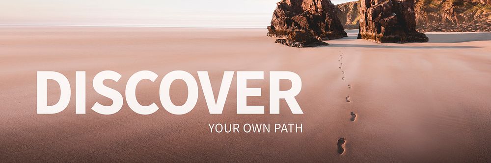 Beautiful beach travel banner with quote discover your own path