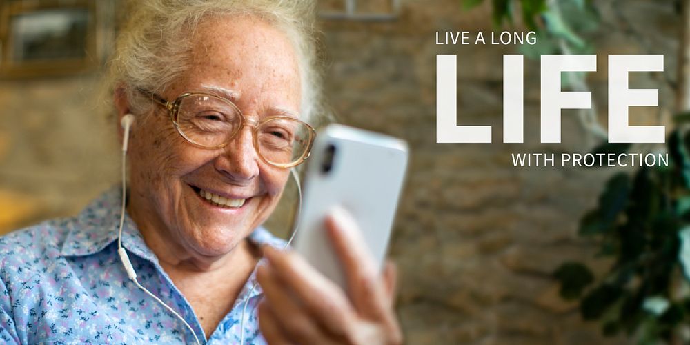 Long life insurance for elderlies ad banner
