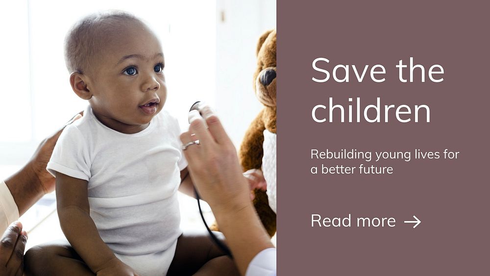 Children charity donation template vector rebuilding lives presentation