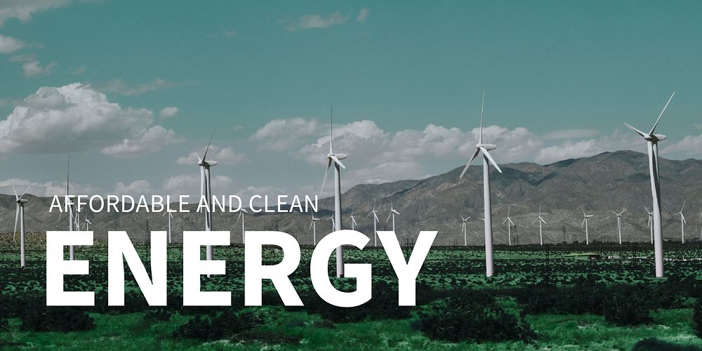 Wind power with affordable and clean energy for environment banner