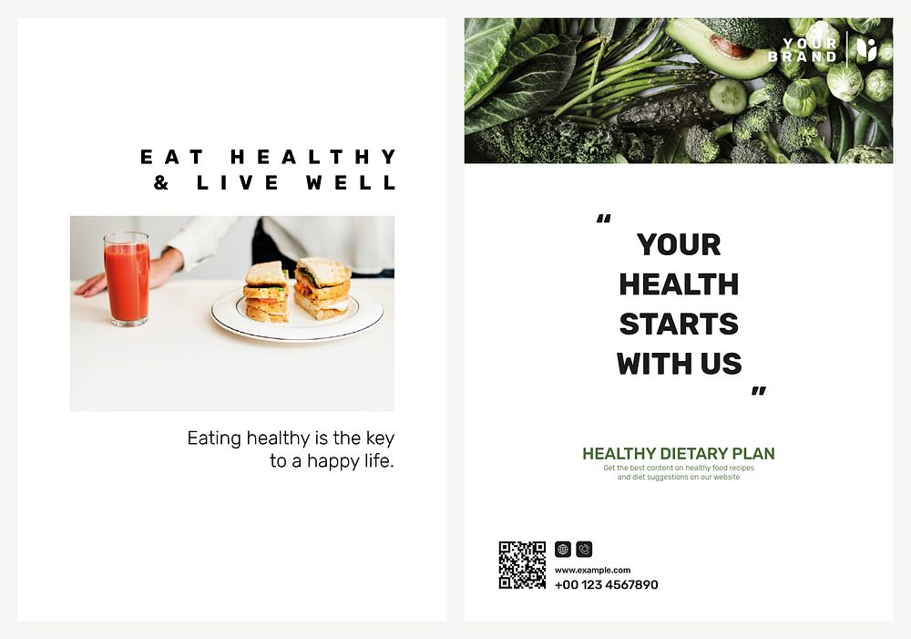 Dietary program poster template vector set