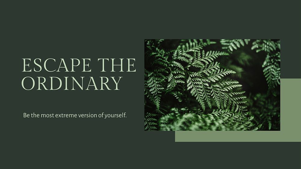 Escape the ordinary inspirational quote minimal plant blog banner