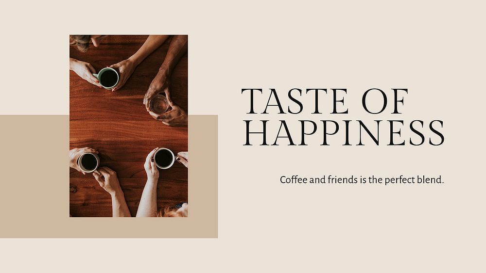 Coffee quote presentation template psd minimal style taste of happiness