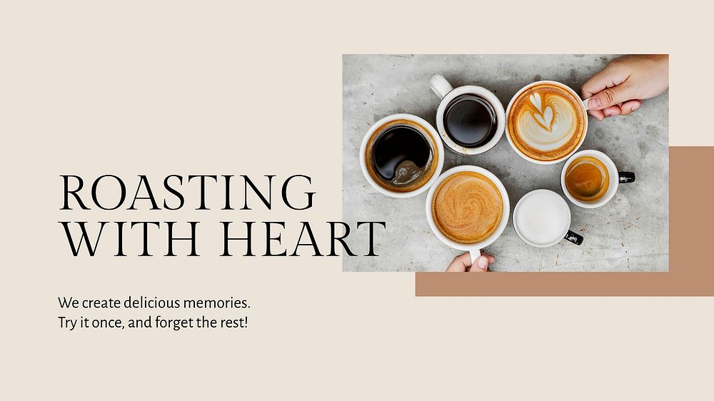 Barista presentation template vector minimal style roasting with heart