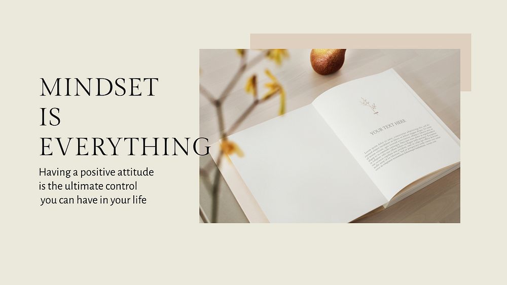 Positive mindset template vector quote for presentation mindset is everything