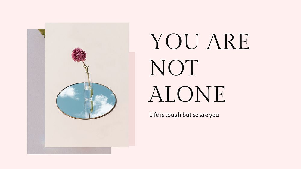 Feminine presentation template psd with motivation quote you are not alone