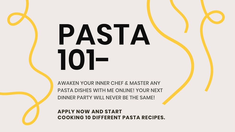 Pasta 101 pasta food template vector cute doodle blog banner