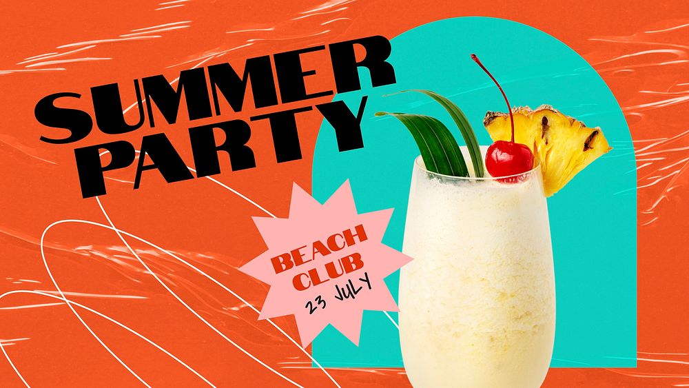 Summer party ppt presentation template, promotion ad vector