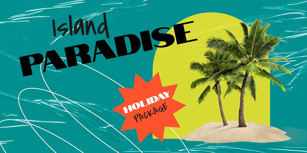 Island holiday  Twitter post template, travel ad vector