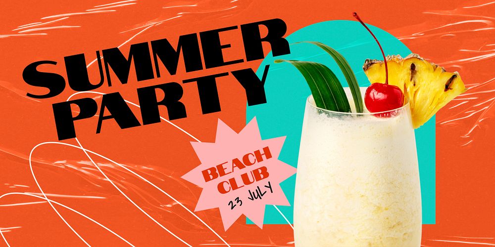 Summer party  Twitter post template,  promotion ad vector