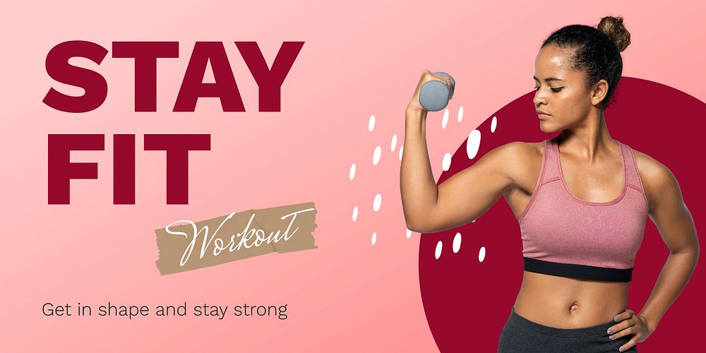 Exercising woman Twitter post template, fitness campaign vector